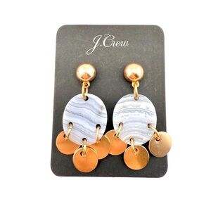 NWT J. Crew Gold Blue and Gray Geometric Disc Earrings